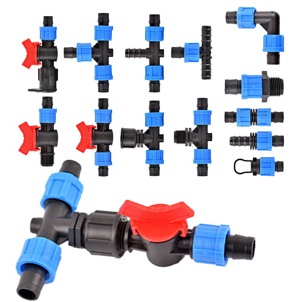 Urban Farming System - 16 mm Mikro-Bewässerungs-Tropfband-Anschlüsse, T-Stück, Reparatur, Ellenbogen-Endstopfen,